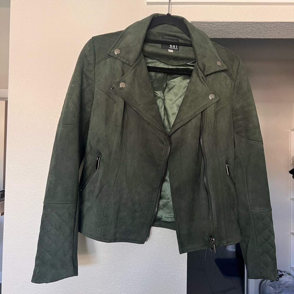 Suede Moto Jacket | Kut from the Kloth | Small | Emerald Green | Gently Used